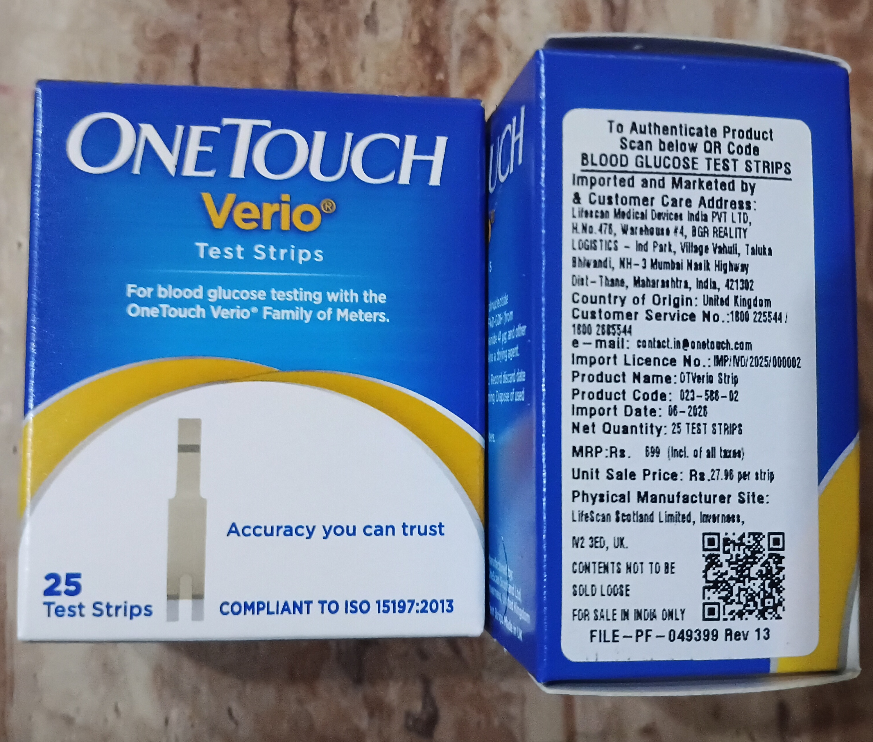 OneTouch Verio Test Strips – 25