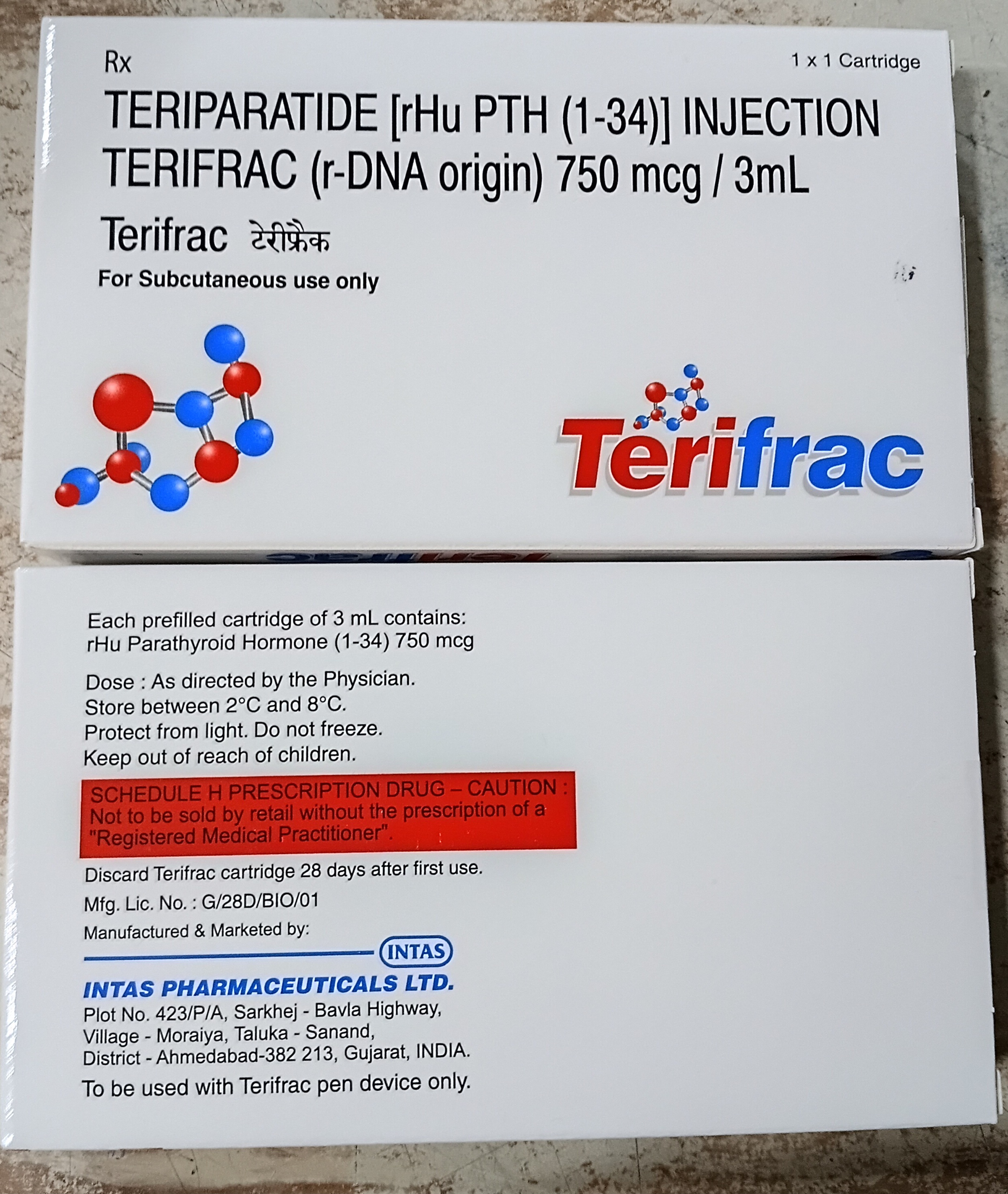 Terifrac 750 mcg/3 mL – Injection Cartridge
