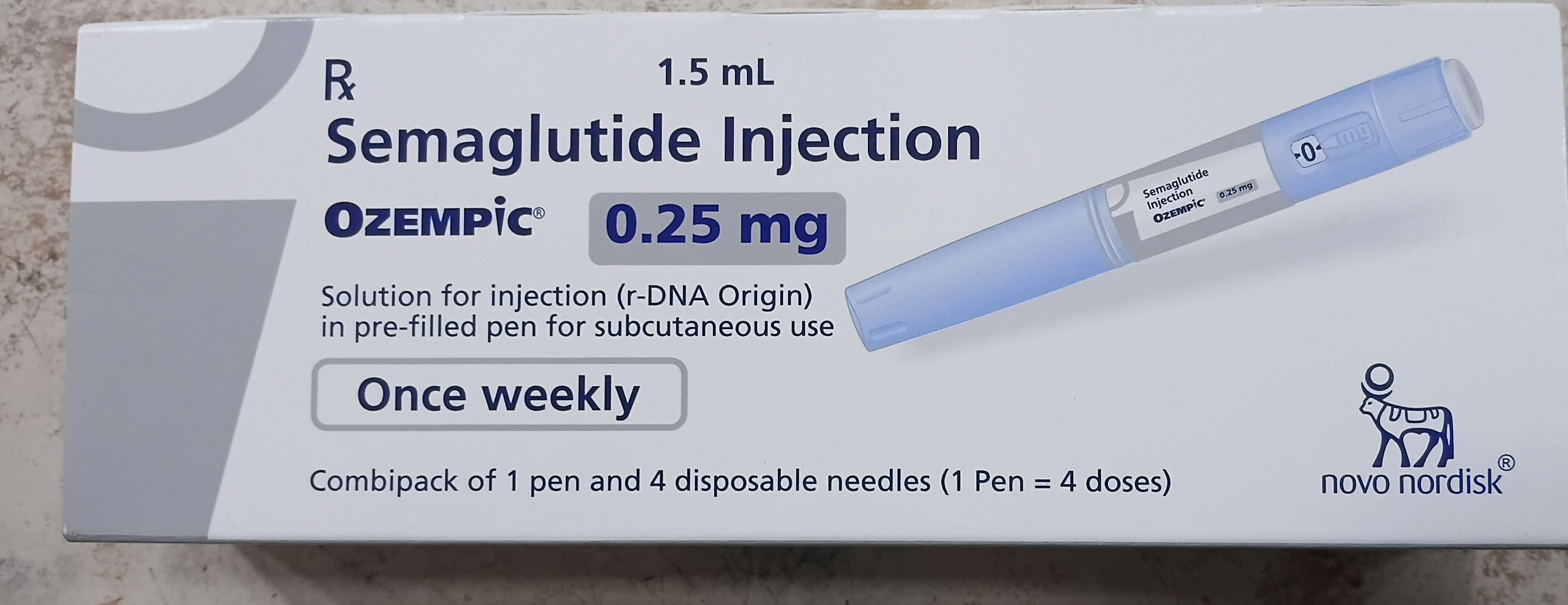 Ozempic 0.25 mg – Semaglutide Injection, 1.5 mL Prefilled Pen