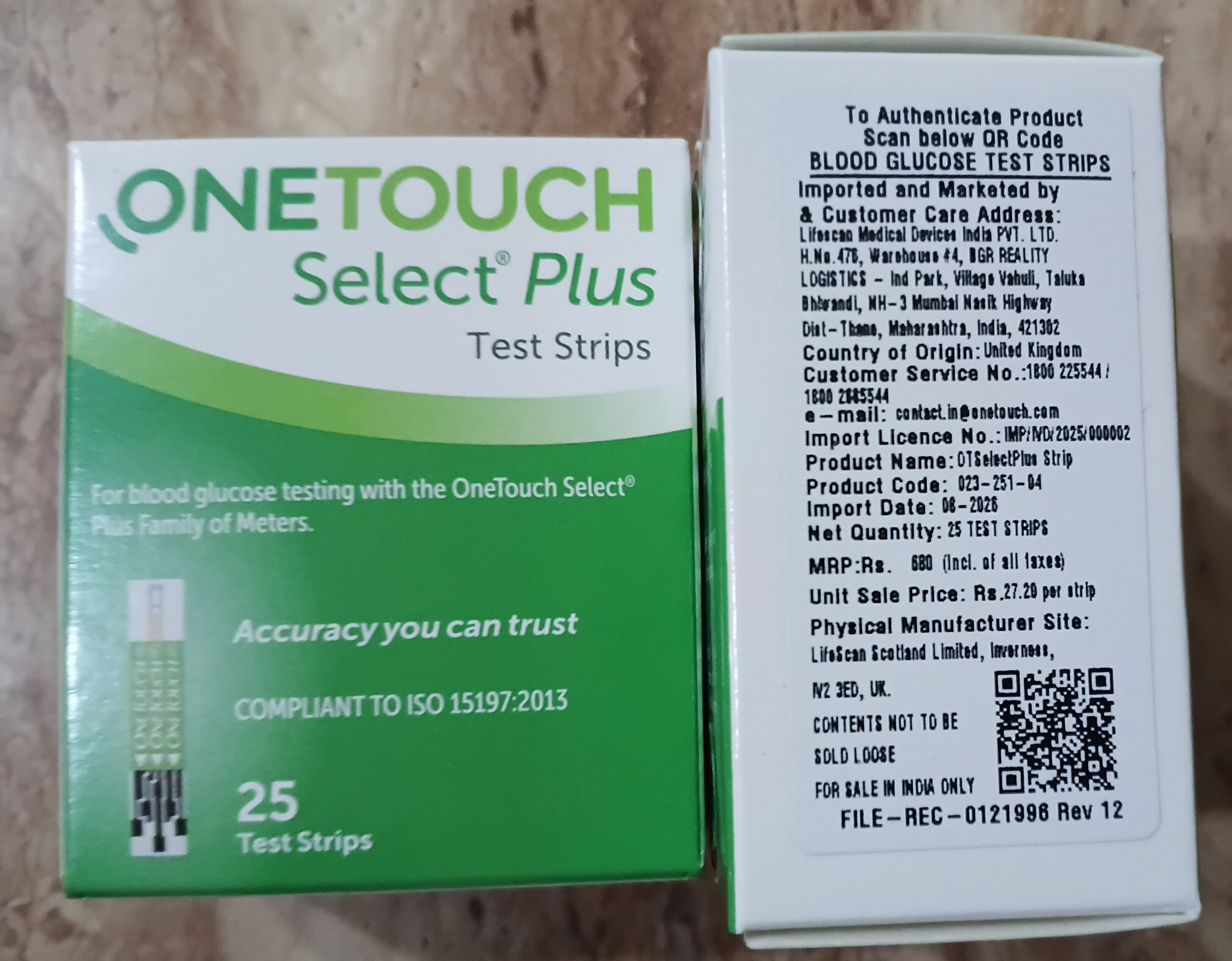 OneTouch Select Plus Test Strips – 25