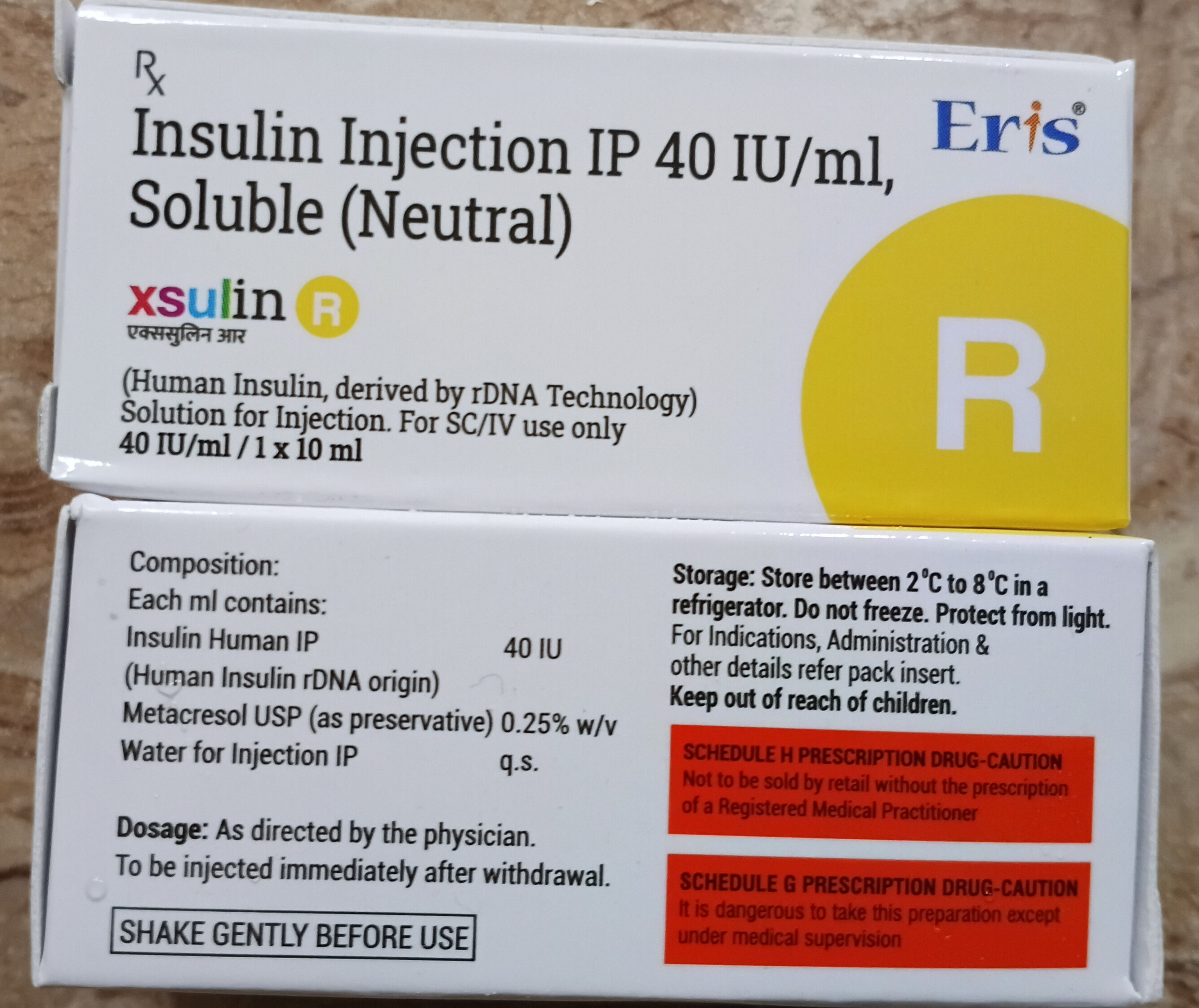 Xsulin R – Insulin Injection 40 IU/mL, 10 mL Vial