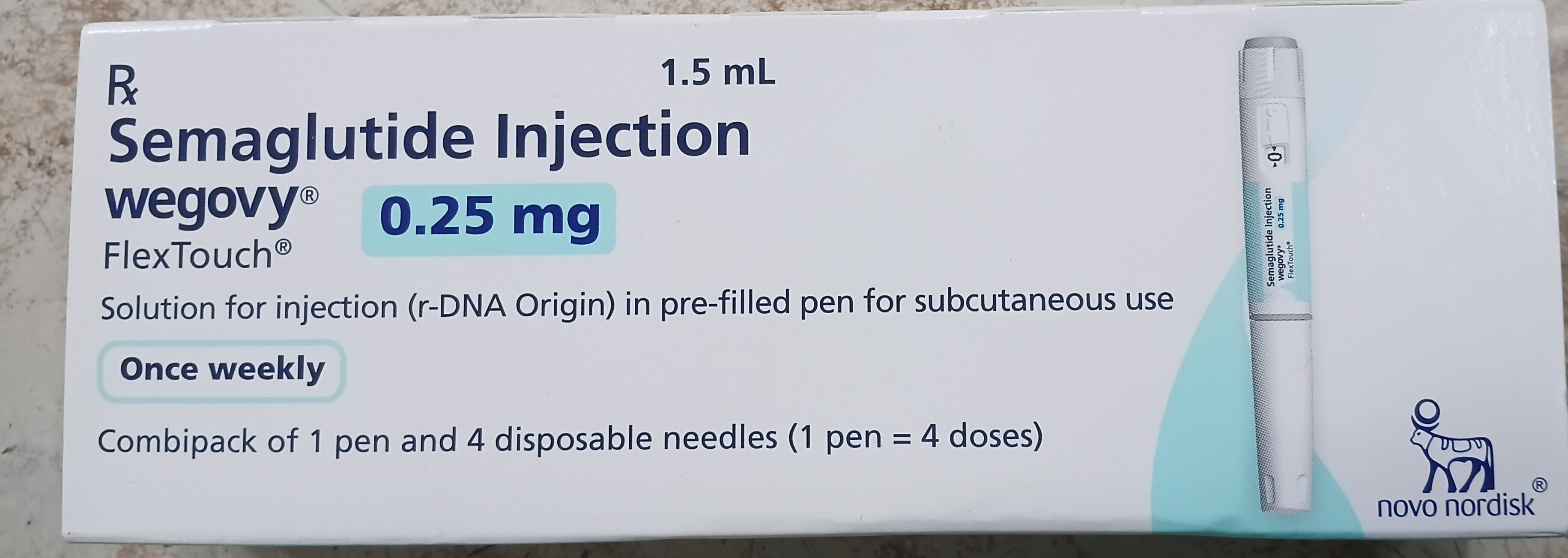 Wegovy FlexTouch 0.25 mg – Semaglutide Injection, 1.5 mL Prefilled Pen